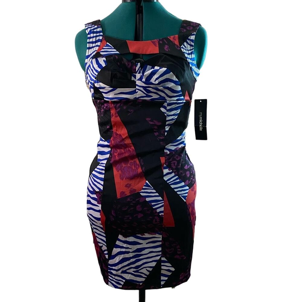 NWT My Michelle Dress Half Zipper Size Medium Multi Color
